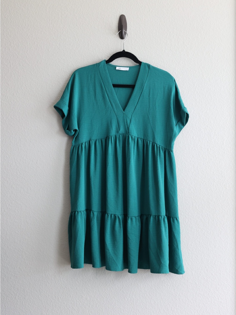 MAKK Fashions V-Neck Tiered Tunic Dress - Teal